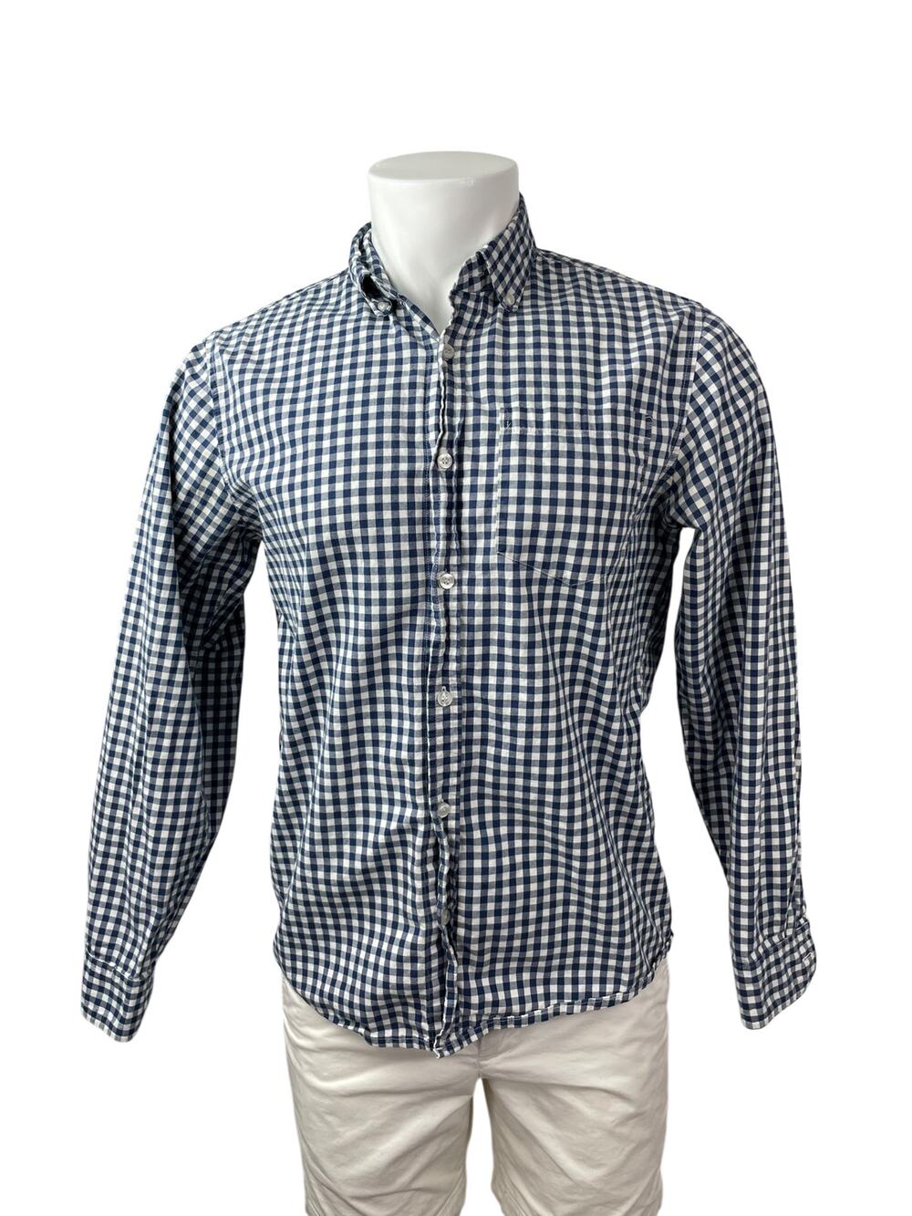 Chor Clothing Co Men's Blue Gingham Check Long Sleeve Button Down Shirt Top M